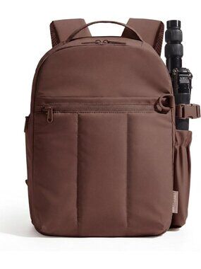 Stylish Camera Backpack for Women with Laptop Compartment - Coffee Brown